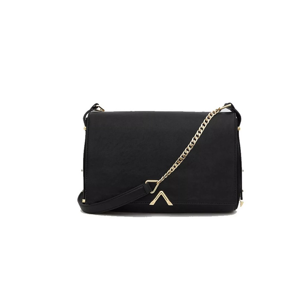 Reiss NWT Black Leather Crandon Magnetic Close Chain Strap Crossbody Bag